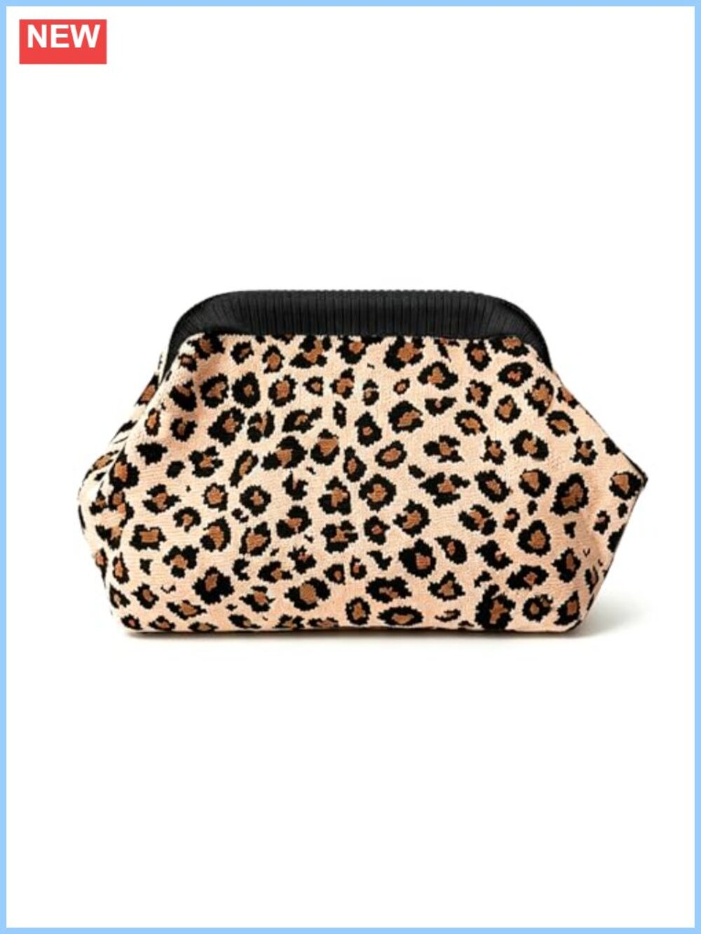 Women's Leopard Print Clutch Purse - Knit Evening Handbag with Magnetic Closure